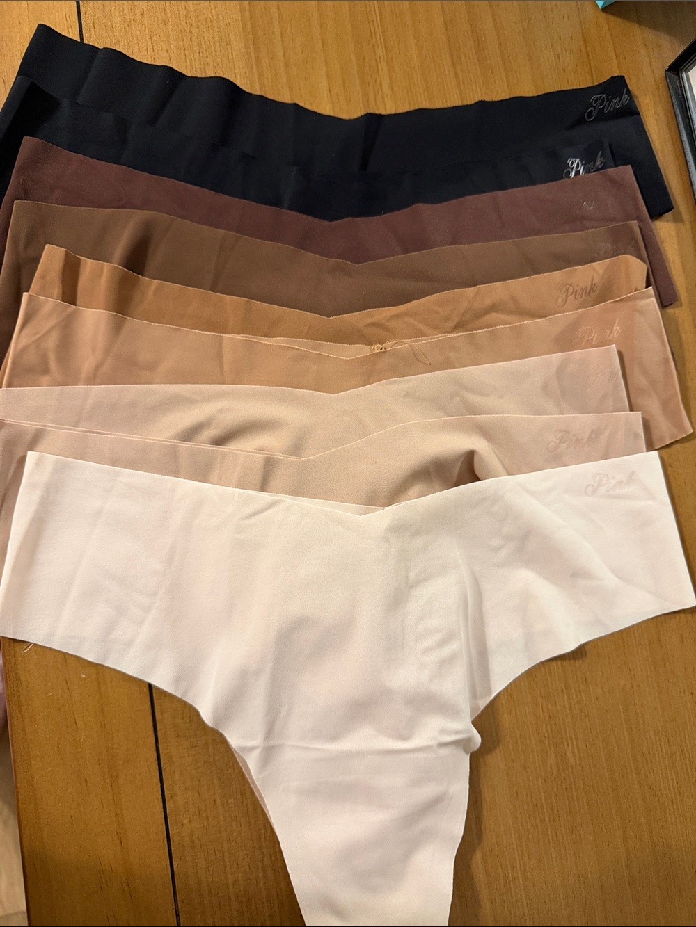 NEVER WORN; Pink Seamless Thong Panty Set - Neutral Tones. 9 pairs size medium
